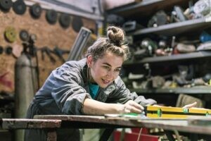 Girl in a workshop