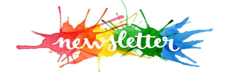 The word newsletter in bright colours