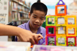 boy with construction blocks